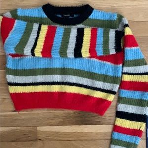 Brushed Striped Cropped Sweater